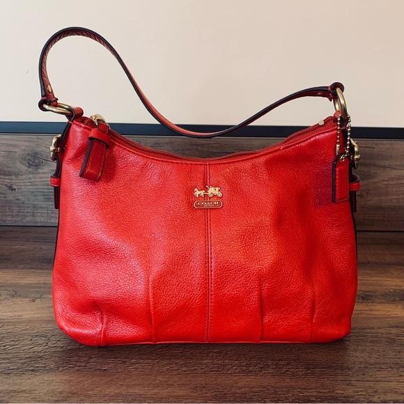 Coach | Bags | Coach Madison Red Leather Shoulder Bag | Poshmark